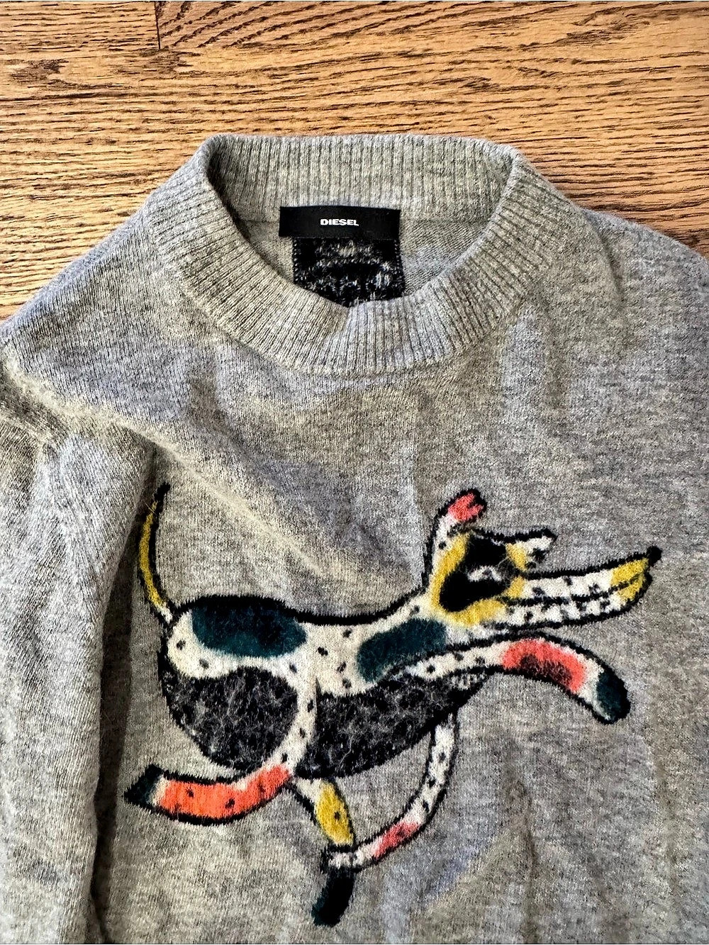 Diesel Gray Graphic Crewneck Alpaca Sweater Like New - Picture 4 of 6